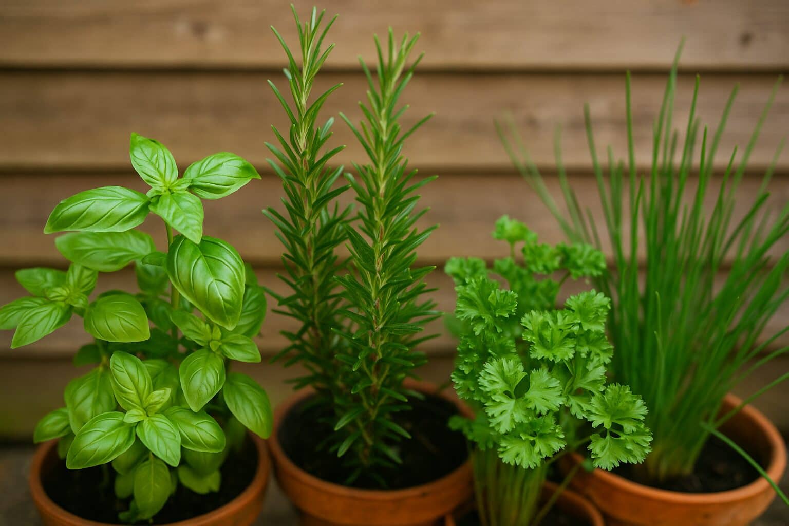herbs growing in pots