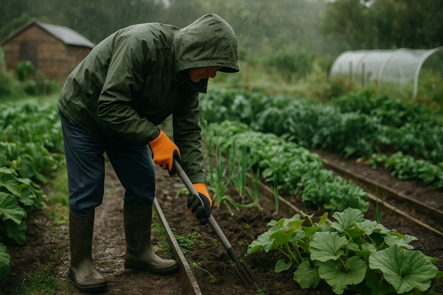 rainy day at the allotment